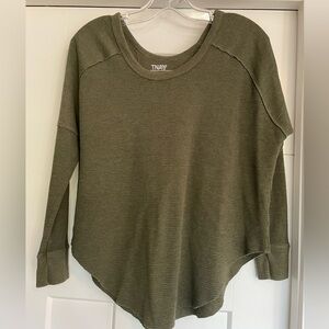 TNA Olive Green Women's Waffle Top
